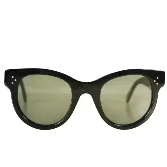 CELINE Black Round Polished Acetate Sunglasses  CL4003IN Italy w/ case - Picture 2 of 6